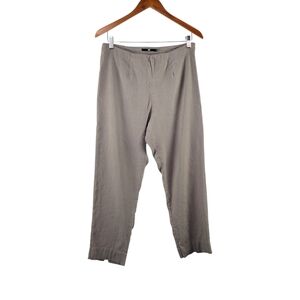 Jarbo Linen Blend Side Zip Gray Straight Leg Ankle Pants Women's Size EU 36/US 6